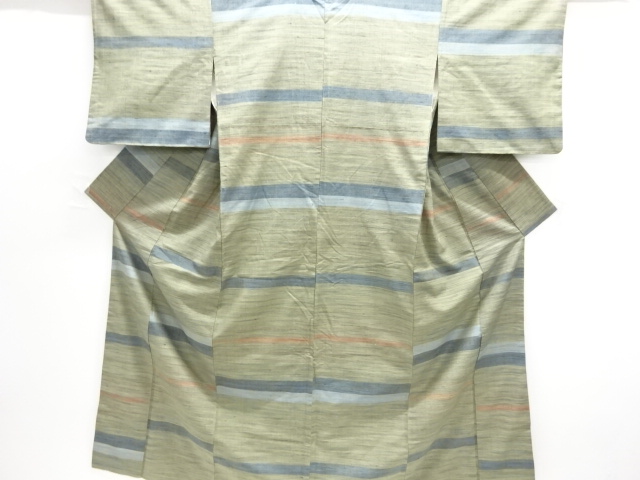 JAPANESE KIMONO / ANTIQUE KIMONO / SILK / TSUMUGI / WOVEN STRIPE